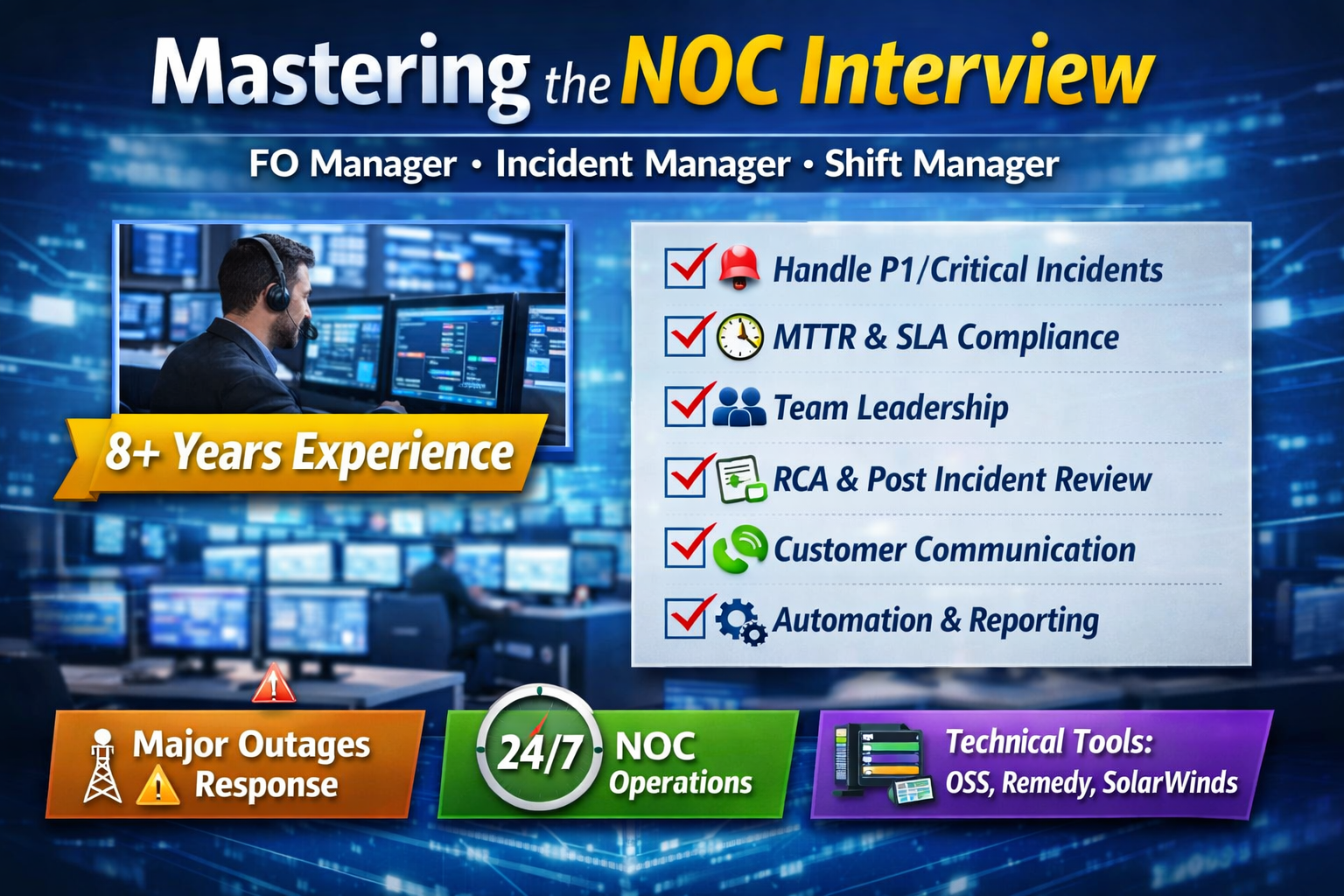 Mastering the NOC Interview: Winning Strategies for FO (NOC) Manager, Incident Manager & Shift Manager Roles
